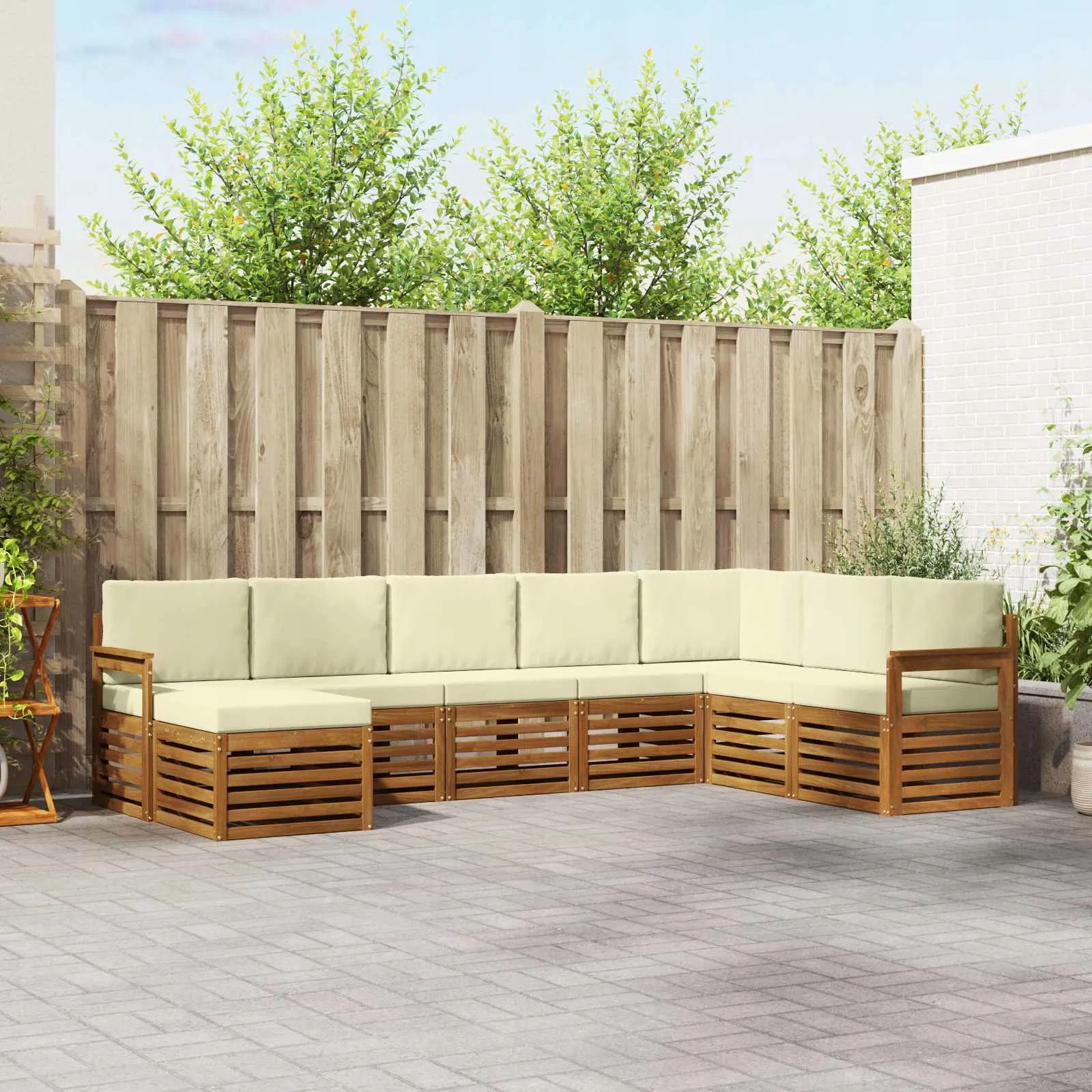 vidaXL Rohová sofa sada s polštářem 8 pcs Přirozená a Krémová