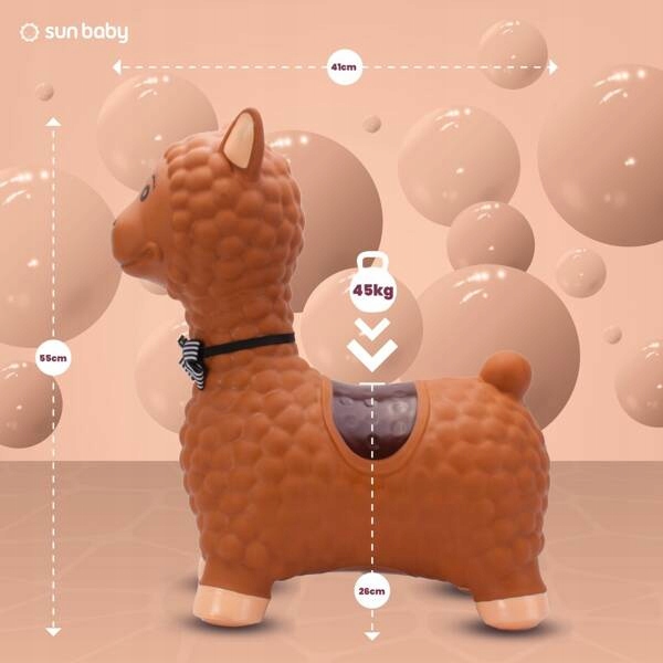 Skoczek gumowy dla dzieci ALPAKA 55 cm brązowa do skakania z pompką Kod producenta 5907798857609