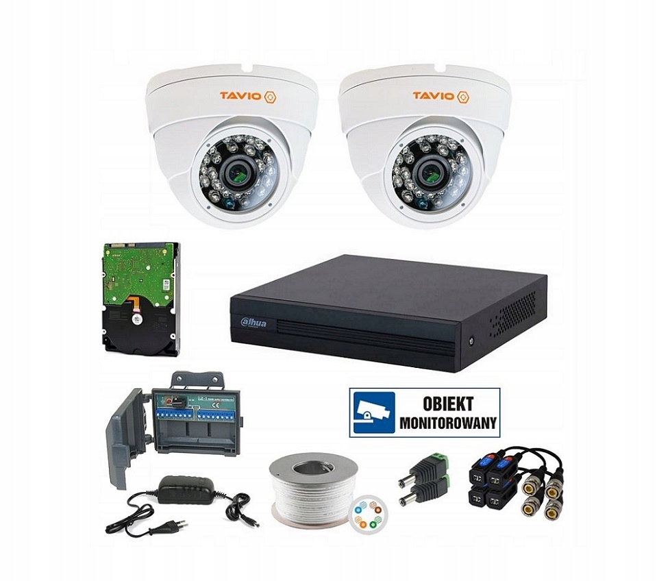 Zestaw do monitoringu 2 kamery zewnętrzne 2 Mpx