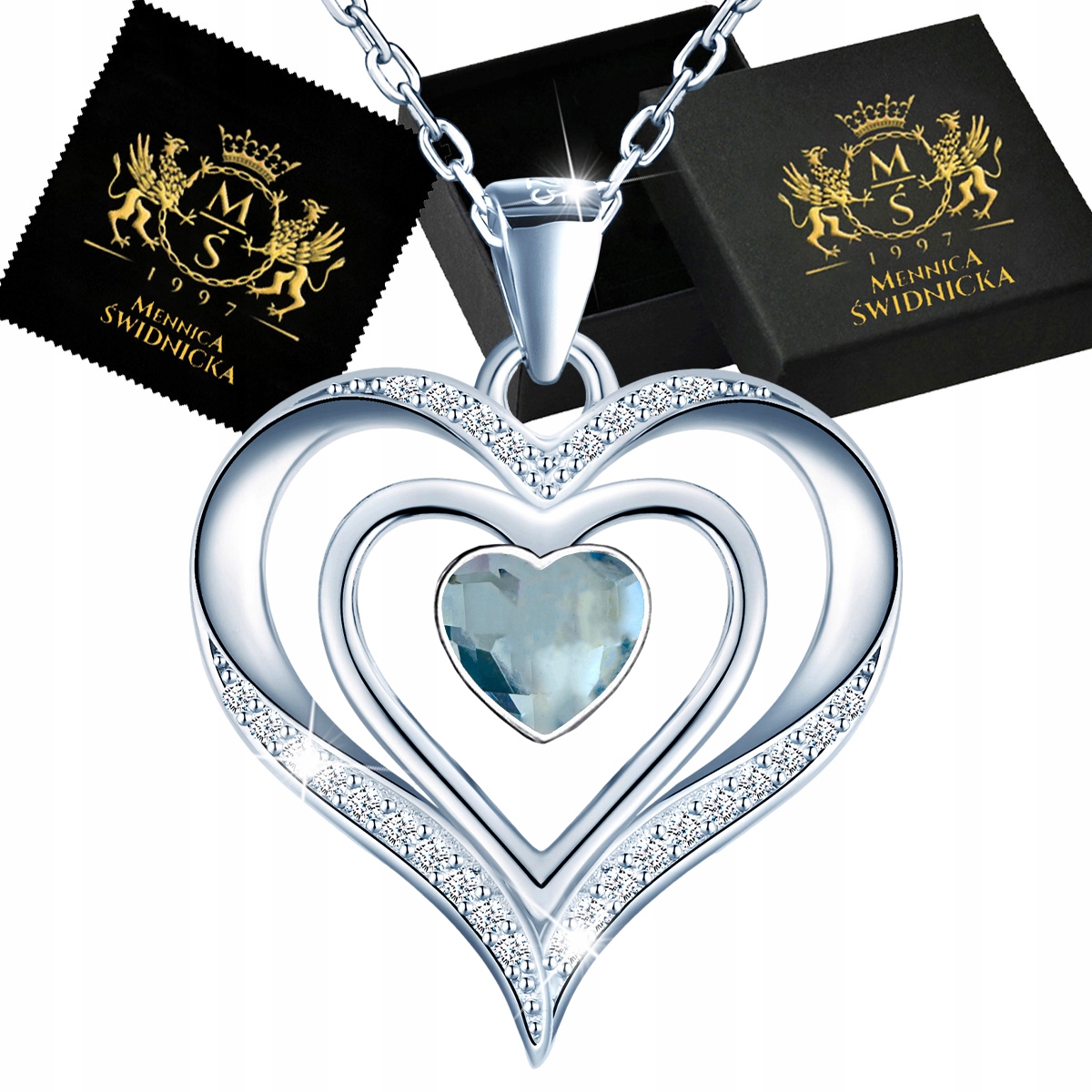 Stříbrný náhrdelník Stříbro 925 Přívěsek Přívěsek Srdíčko Zirkon Dárek