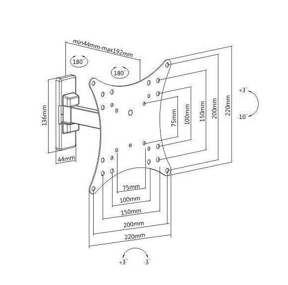 UCHWYT ŚCIENNY TV LED/LCD 23-42" Obrotowy Marka Techly