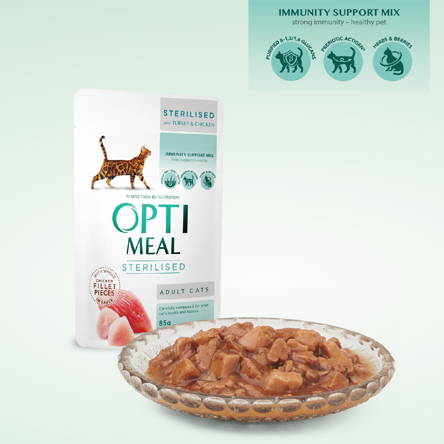 OPTIMEAL mokré krmivo pro sterilizované kočky - Krůta v omáčce 12x85 g Kód výrobce 4820083906015