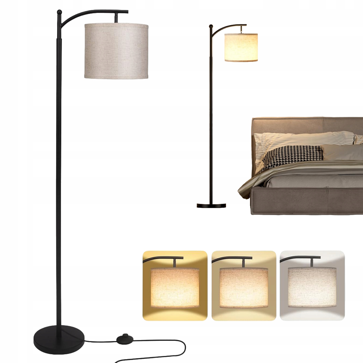 Moderní Podlahová Stojací Lampa 154 CM S Led Světlem A Nožním Spínačem