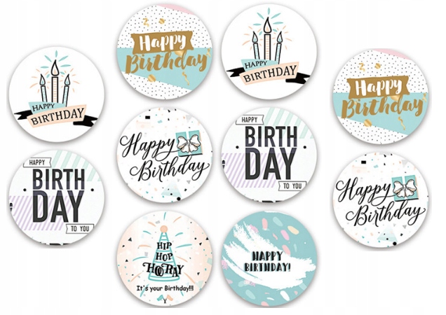 U5 NAKLEJKI URODZINY HAPPY BIRTHDAY PREZENT 10szt