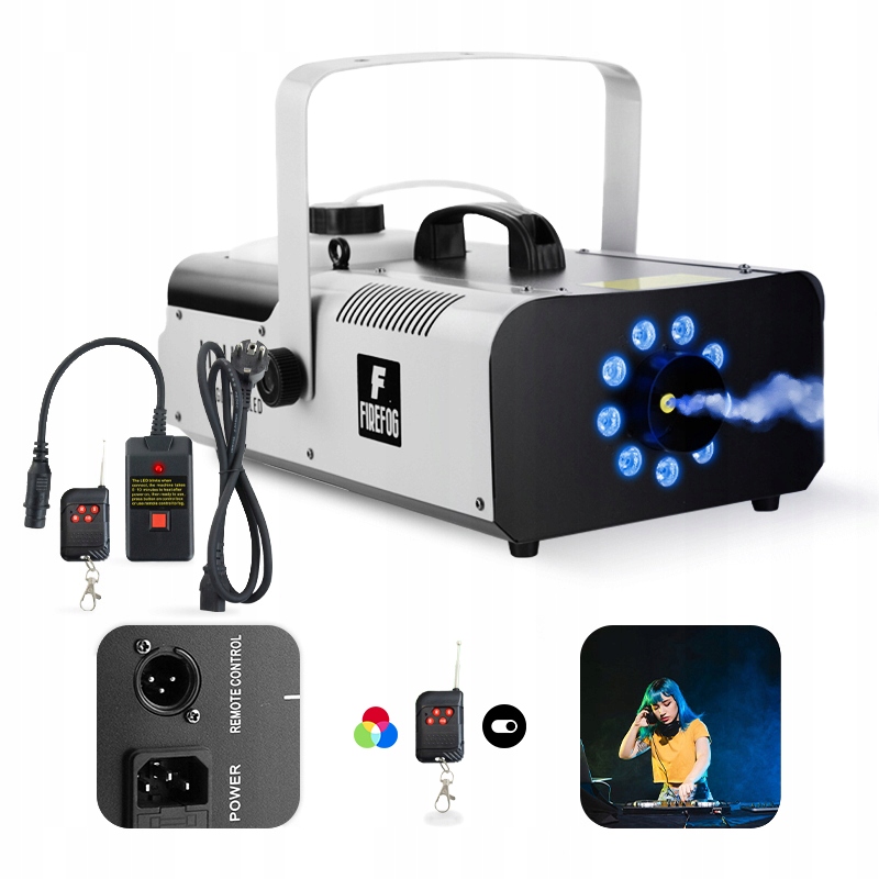 Wytwornica dymu z efektem Led Rgb 1500W dwa piloty dymownica Firefog