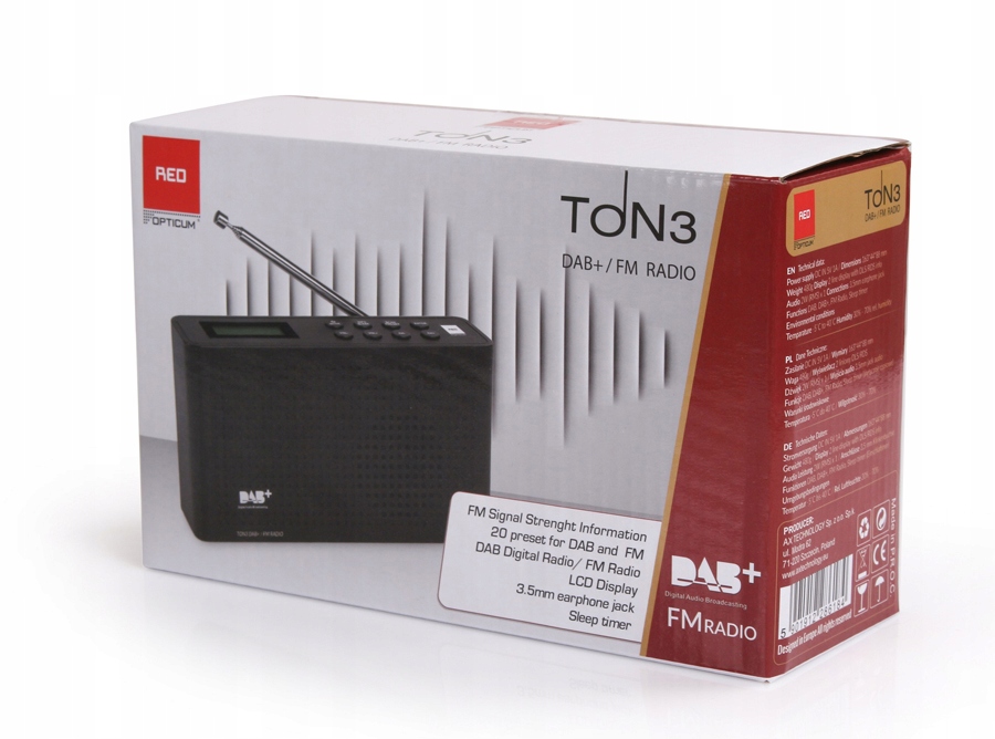 Radio Cyfrowe Dab+/fm Opticum TON3 Czarne