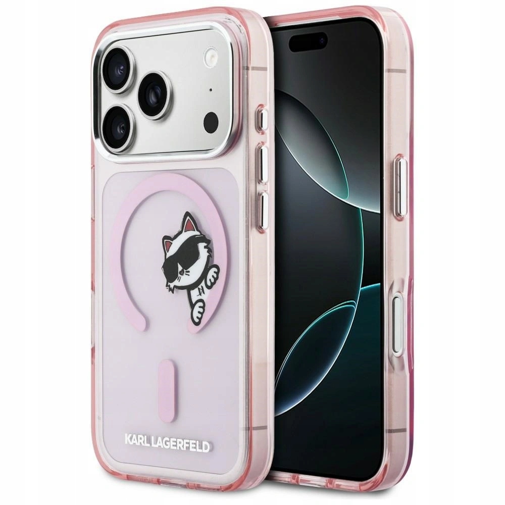 Pouzdro Karl Lagerfeld IML Peekaboo MagSafe na iPhone 17 Pro růžové