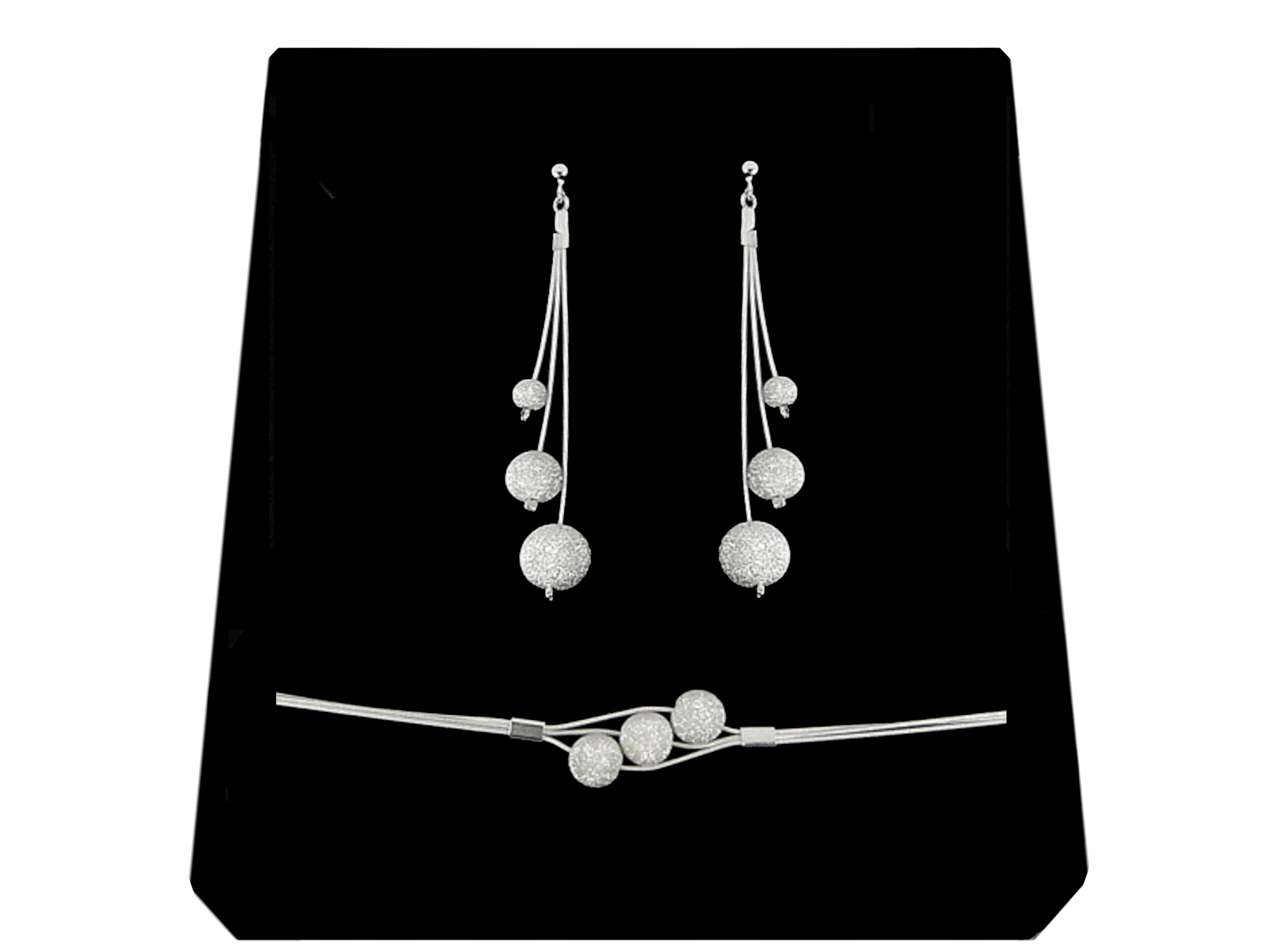 

Srebrny Komplet Kulki Diamentowane srebro 925