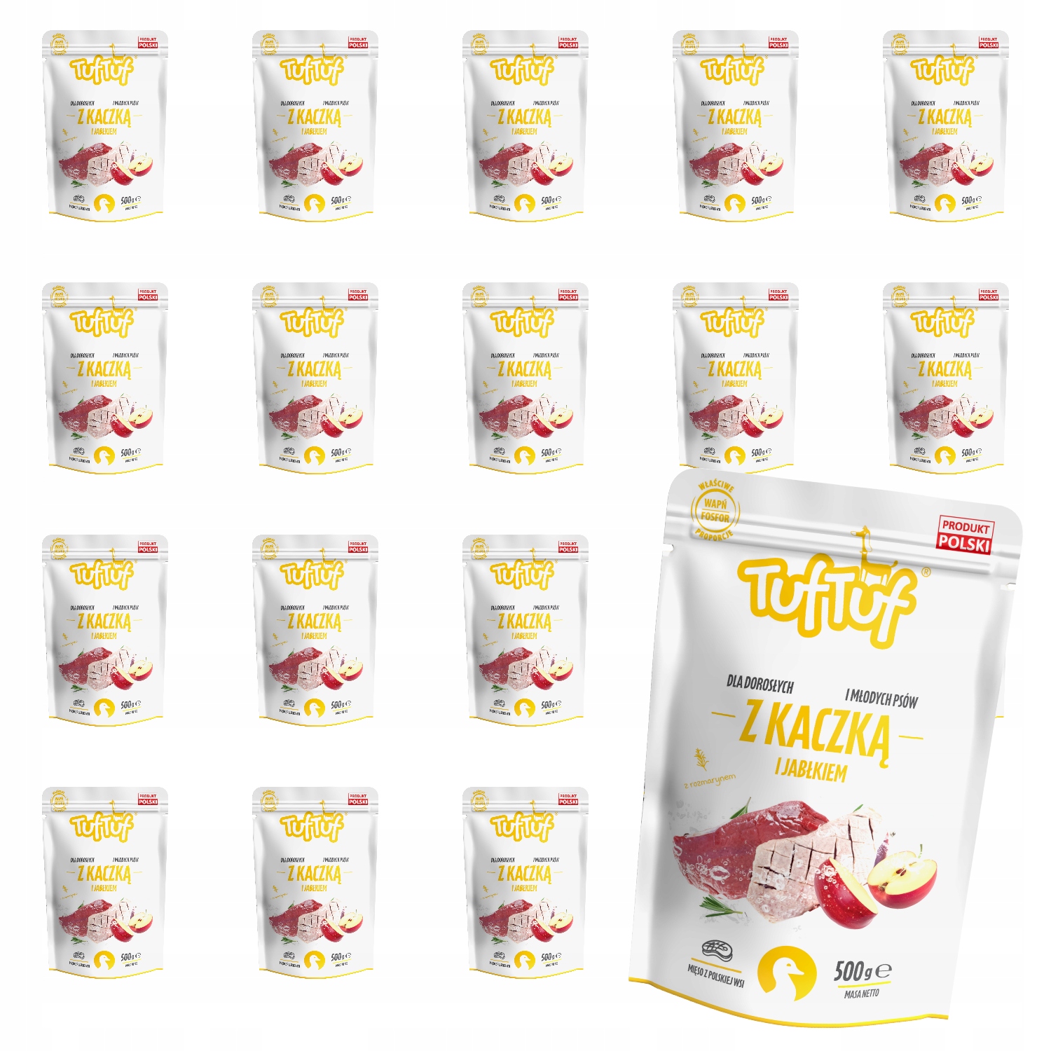 Levně Vlhké Krmivo Pro Psa TufTuf Sáček Mletá Kachna S Jablkem 20x500 g