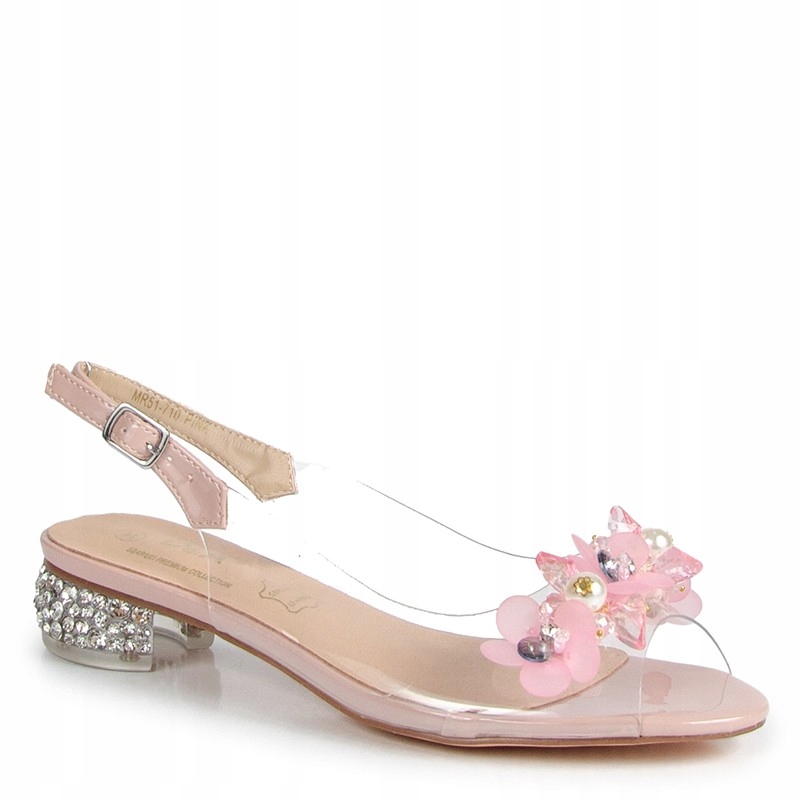 S.barski MR51-710 Transparentní Sandály S Ozdobou Růžové 36