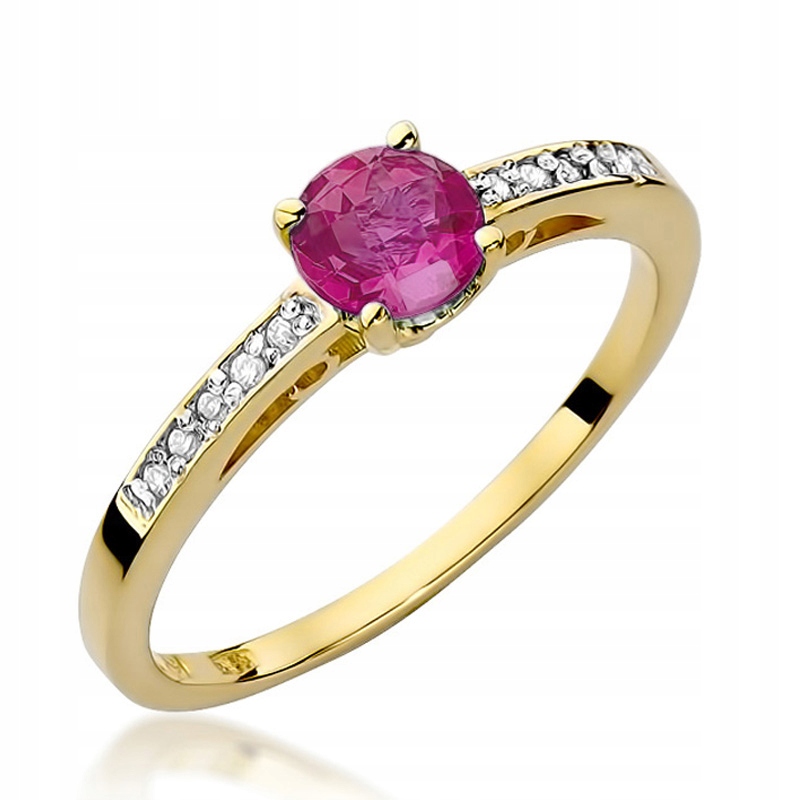 

Pierścionek Złoty Z Rubinem I Brylantami 0,05ct