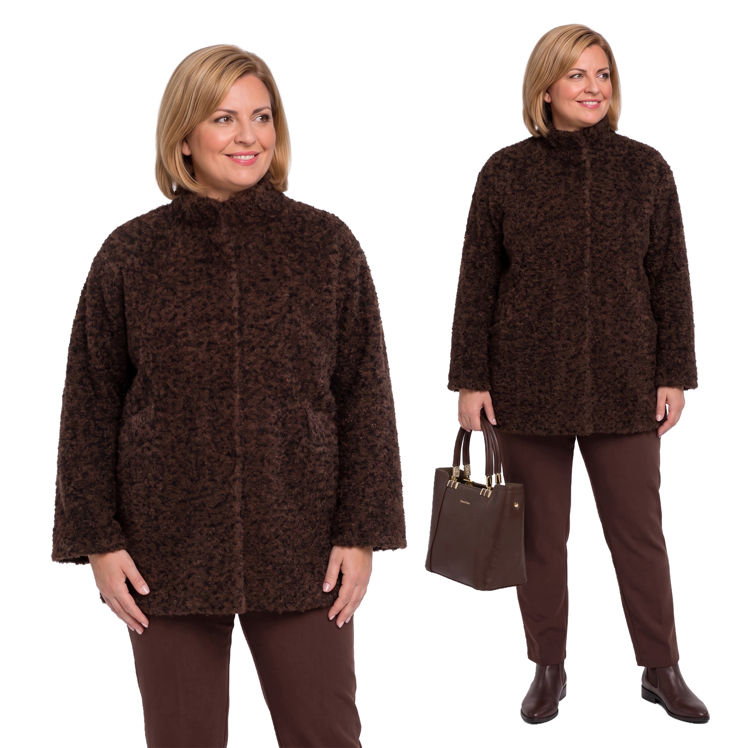 Krátký hnědo-černý kabát plus size velikost 58