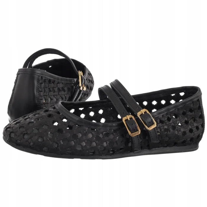 Dámské ažurové kožené baleríny Maciejka černé 07329-01/00-0