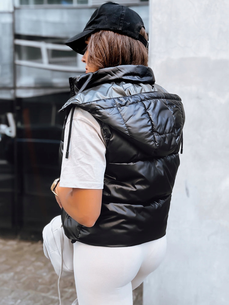 PIKOWANA KAMIZELKA DAMSKA Z KAPTUREM roz. XXL Kolor czarny