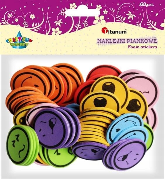 

Kolorowe buźki, piankowe naklejki 60szt, Craft-fun