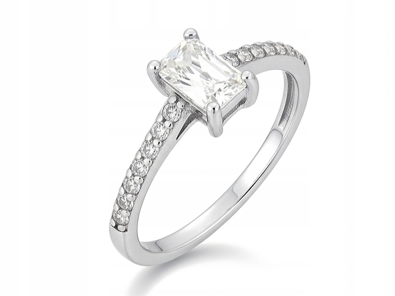 prstýnek stříbro 925 s obdélníkovým zirkonem, elegantní, módní, r20
