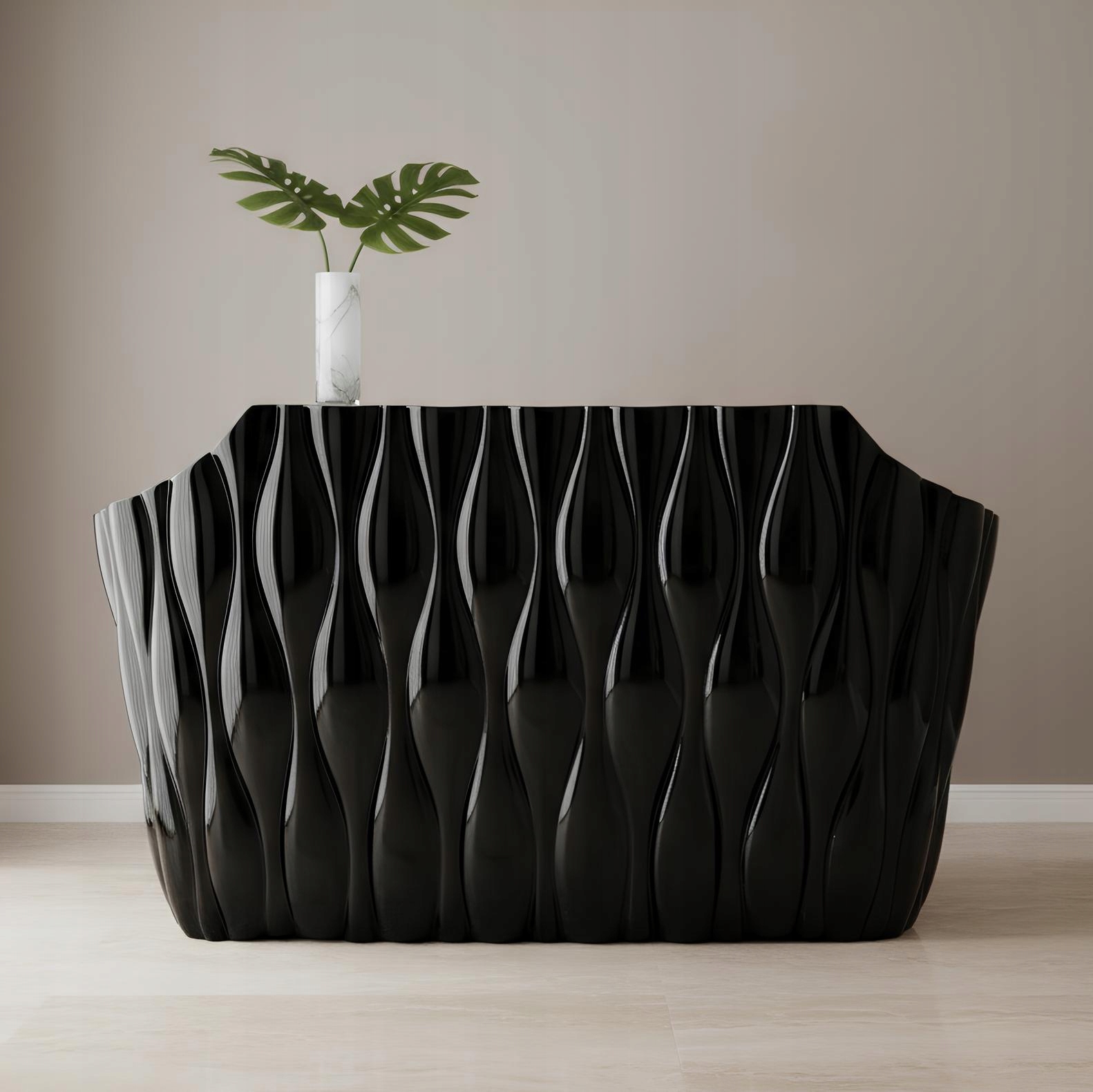 Lakovaná kadeřnická recepce Ariel 168 cm kosmetická do Spa salonu