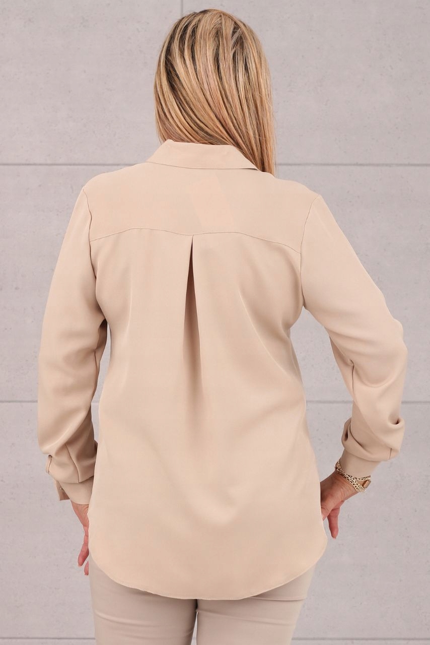 KOSZULA DAMSKA KLASYCZNA ELEGANCKA KOŁNIERZ Kolor beżowy