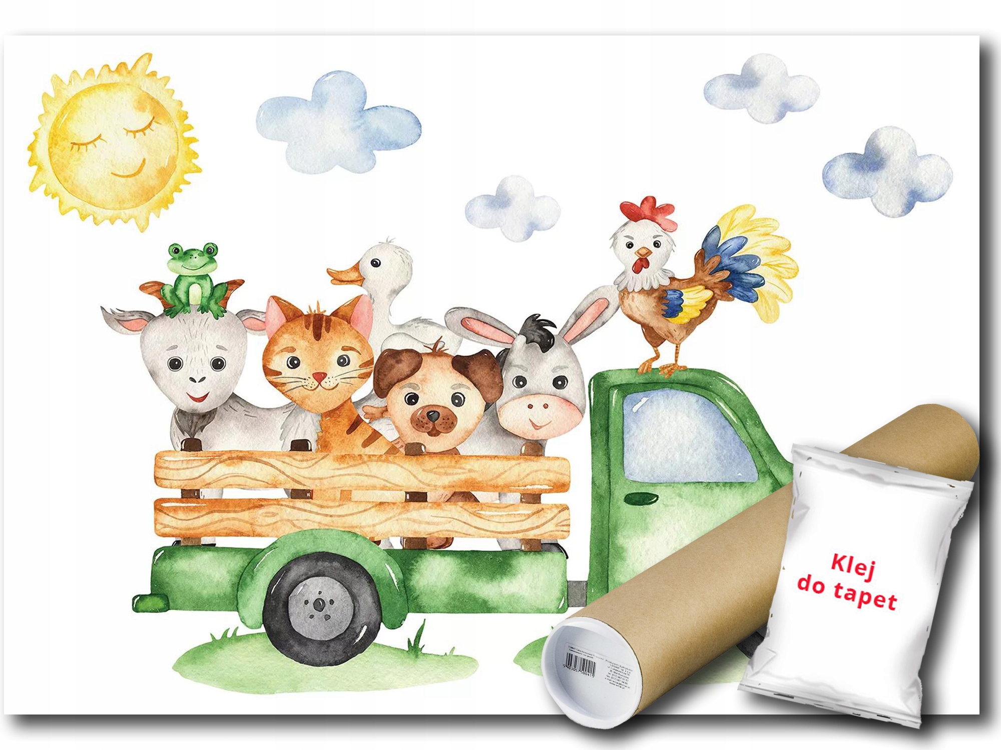 Vinylová Fototapeta Zvieratá Dedina Auto 208x146