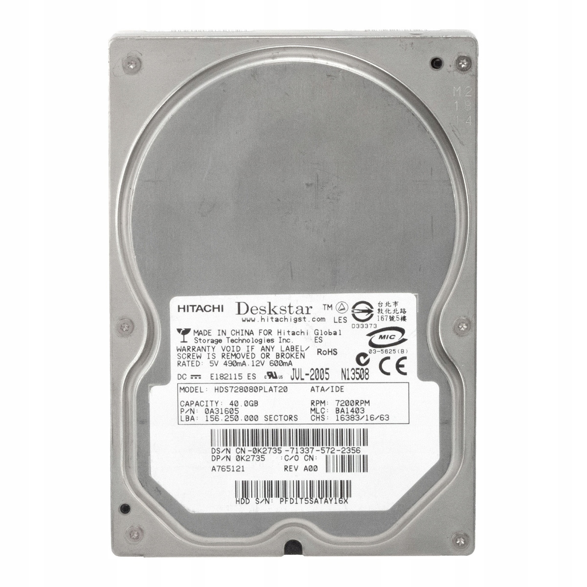 Dell 0K2735 80GB 7.2K 2MB Ata 3.5'' HDS728080PLAT20