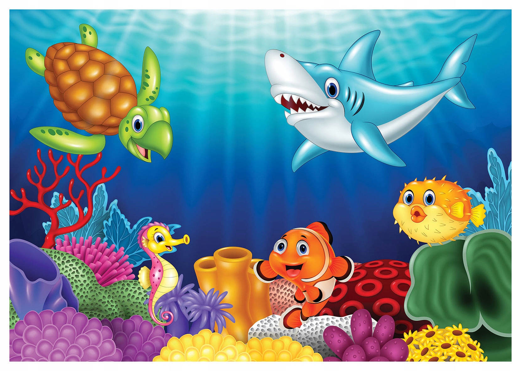Tapeta Mořská dobrodružství Rybičky Korálové do dětského pokoje 312x219 vinyl