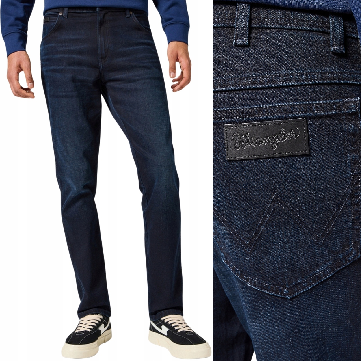 Wrangler Texas Slim DeepBlueBlack lehce padnoucí džínové kalhoty W34 L30