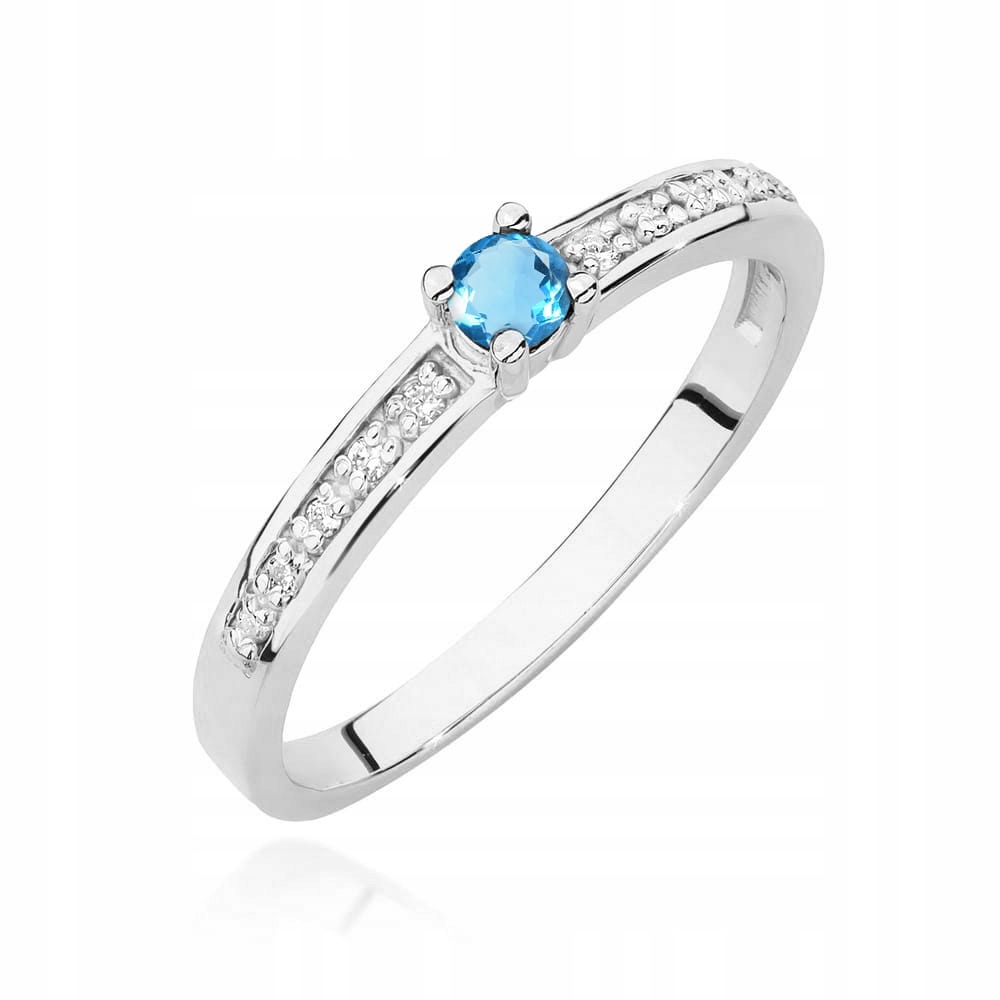 Prstýnek z bílého zlata Brilianty a Topaz 0,15 ct
