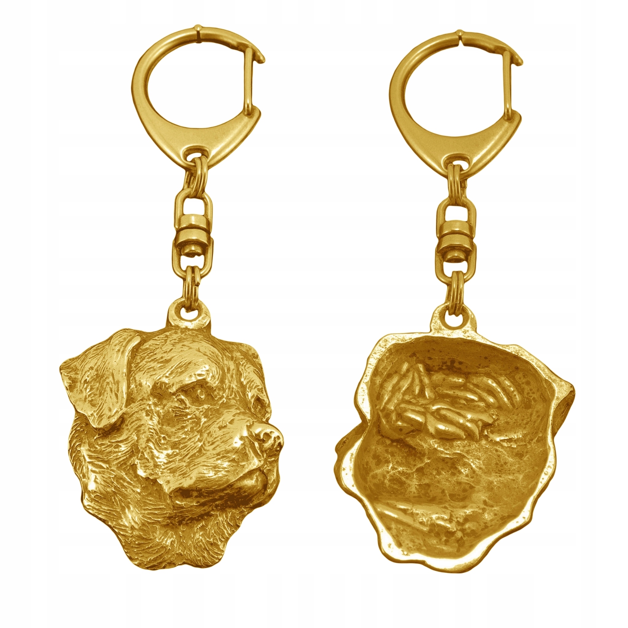 Rottweiler II – pozlacený přívěsek na klíče na klíče se psem, ozdoba kabelky, luxus