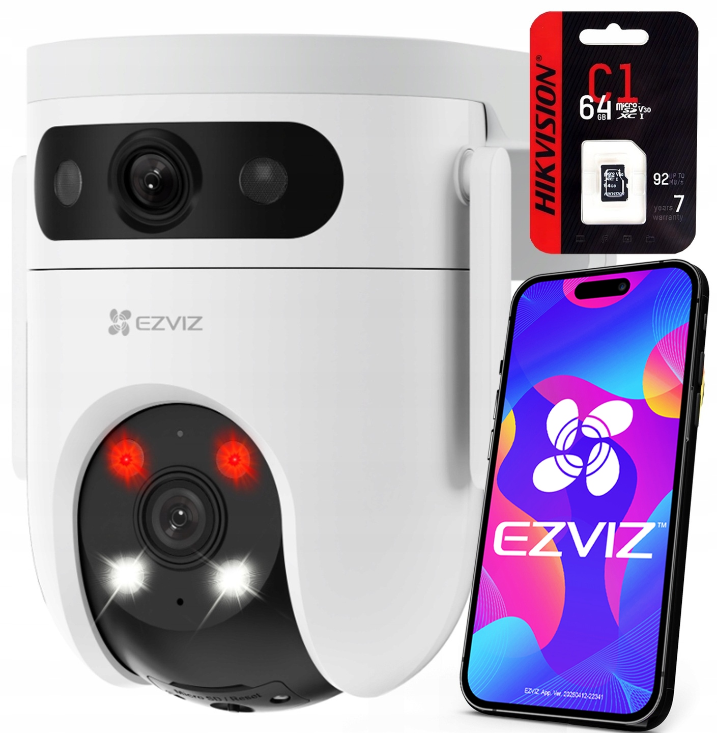 WiFi otočná kamera 2K H9C Ezviz 2v1 Dual Lens microSD karta 64Gb