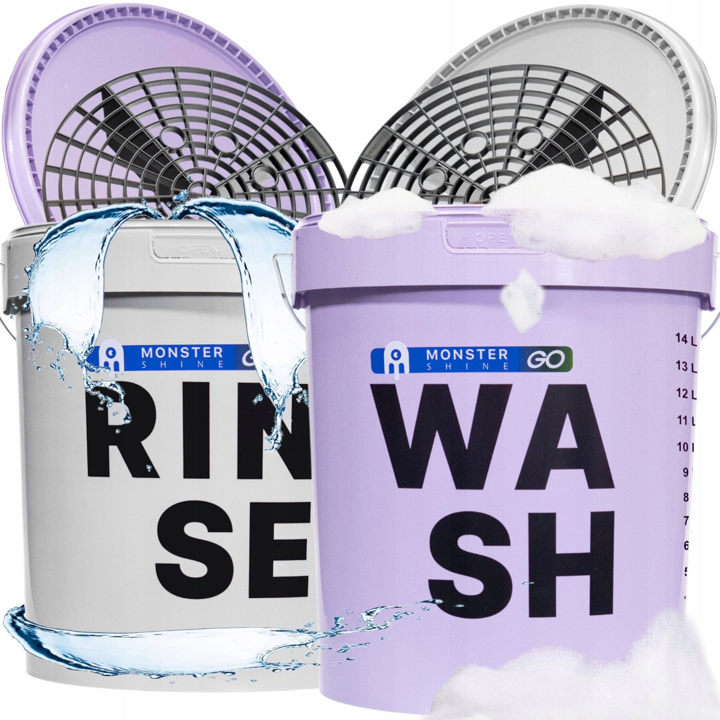 Monster Shine Zestaw Wiader Wash Rinse + 2x Separator