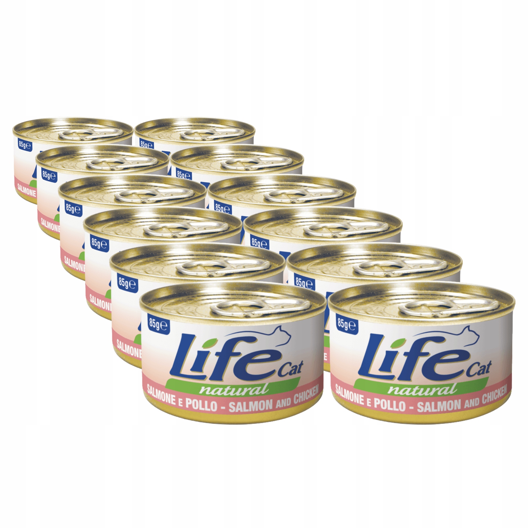 Life Cat Natural Krmivo pro kočky konzerva Set 12x85g Losos Kuře