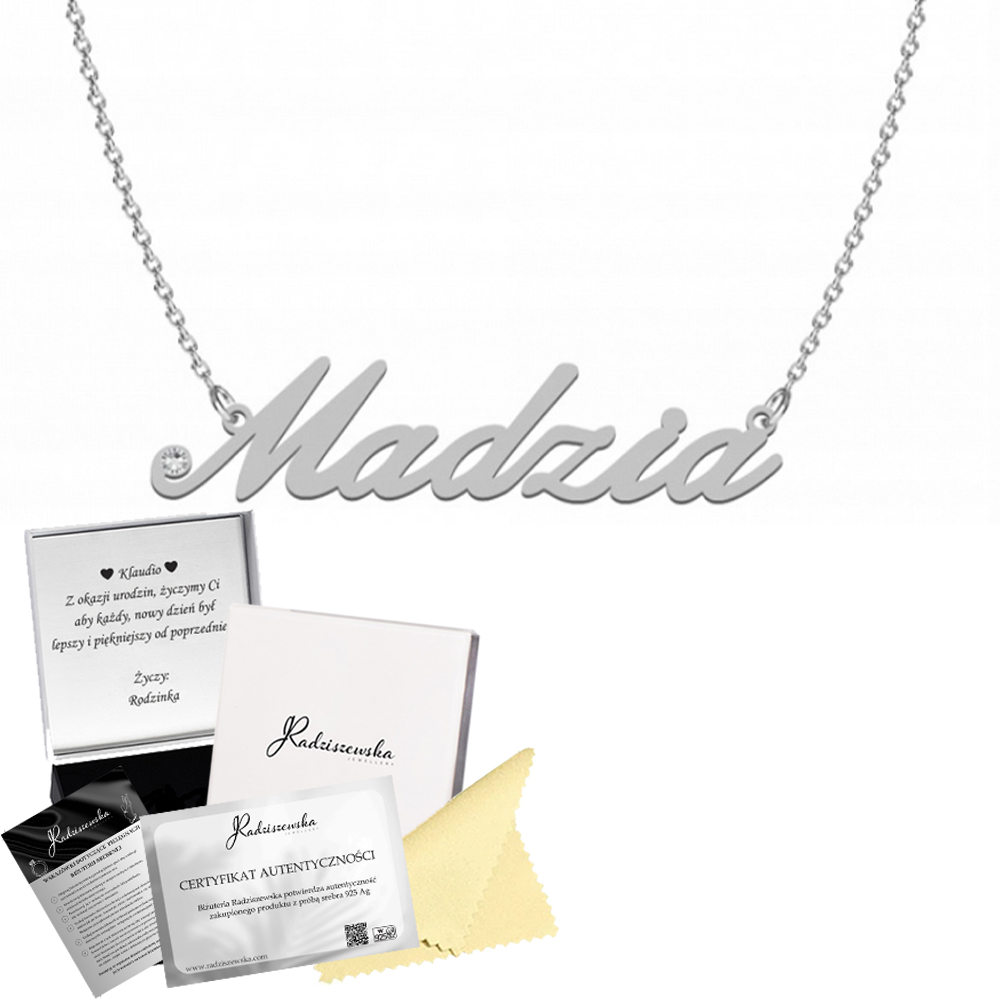 Náhrdelník Se Jménem Madzia Stříbro 925 Řetízek Šperky Přání Bonus