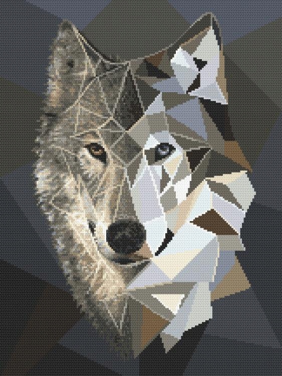 Vyšívací sada Mozaikový vlk