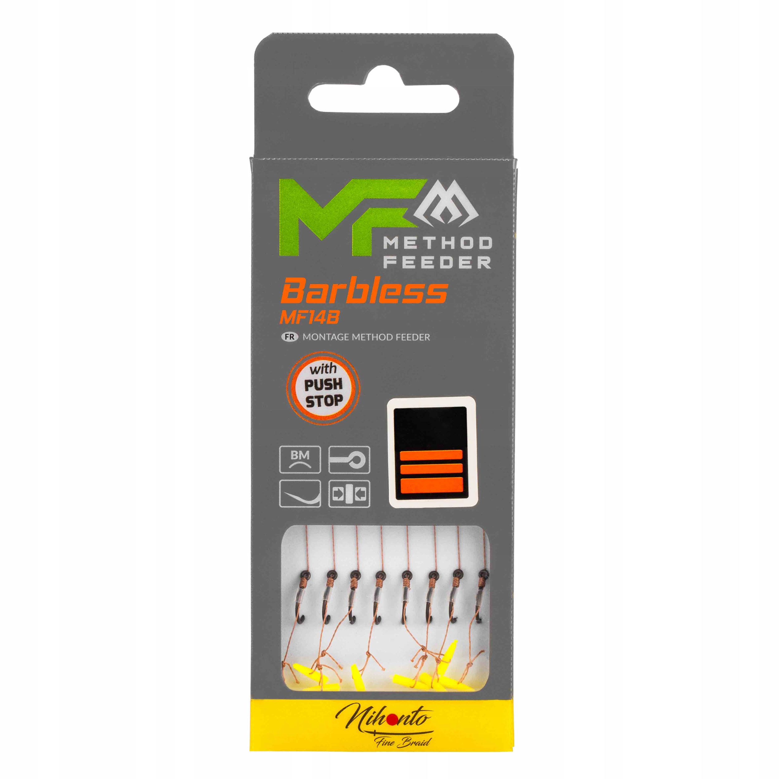 Haki #6 Mikado Method Feeder bez zadziora przypon push śred. 0,16mm 8szt