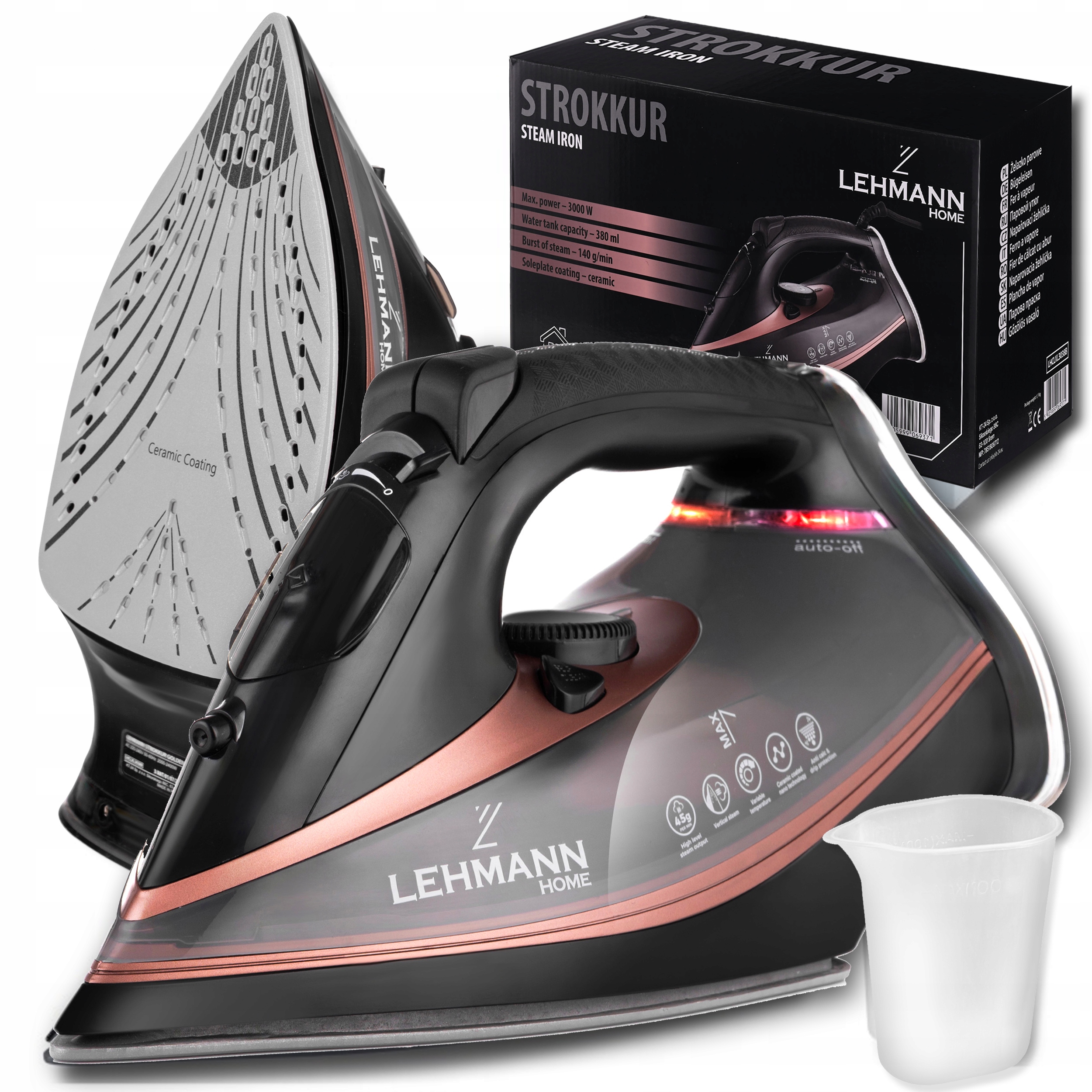 Żelazko Parowe Ceramiczne Mocne 3000W Anti-drip Strażak Powłoka 140G/MIN
