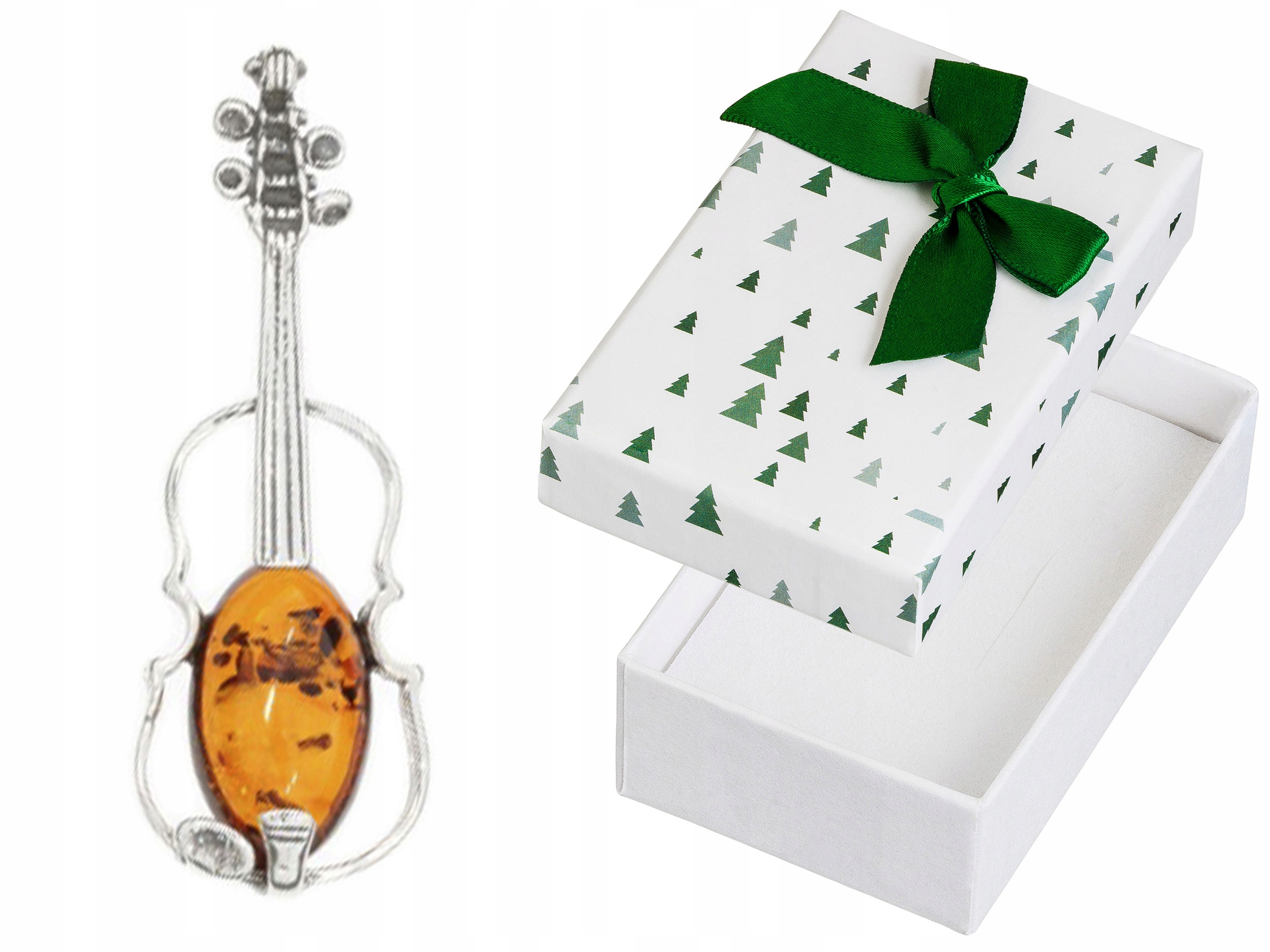 Stříbrný přívěsek Housle s jantarem Oxidovaný Přívěsek Stříbrný 925