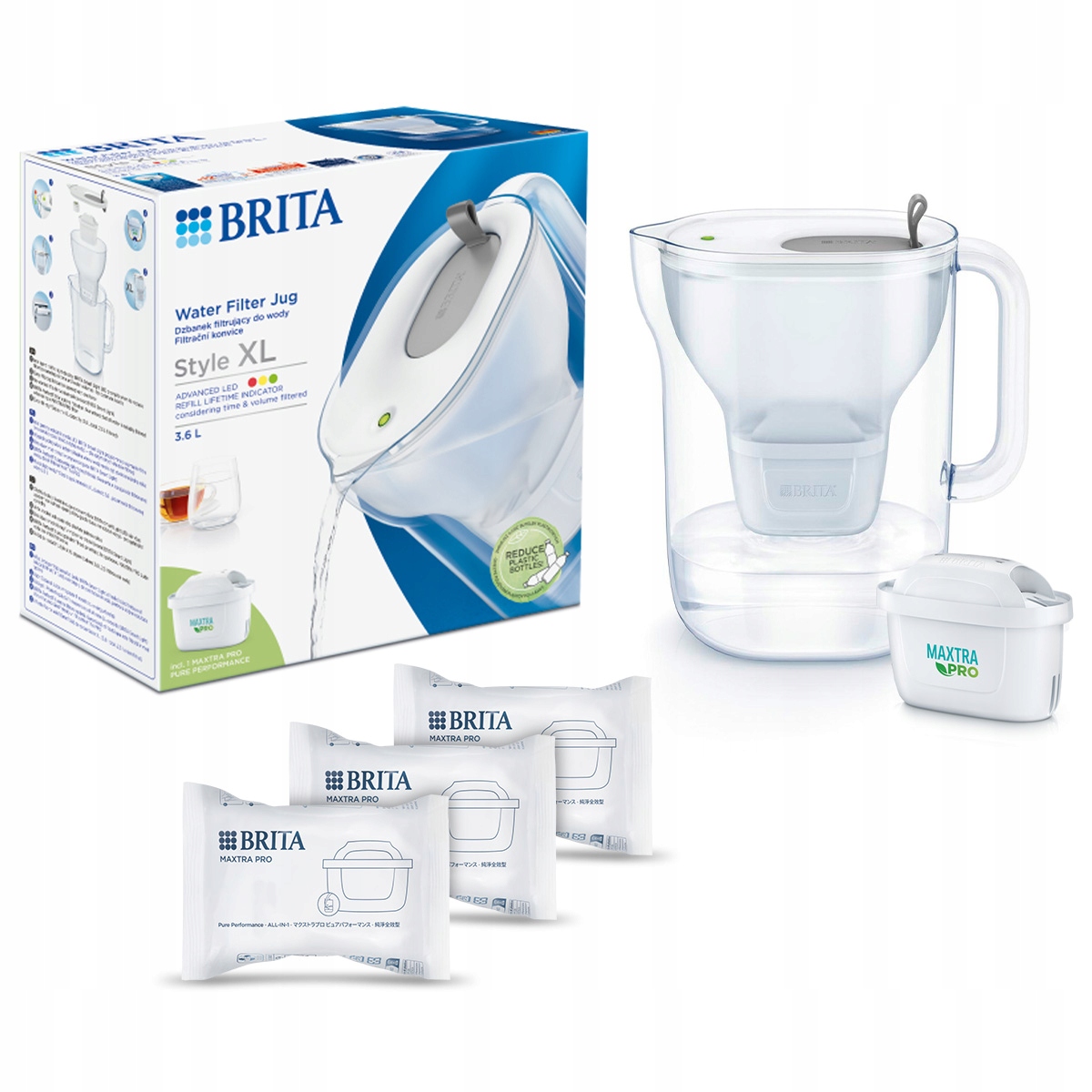 Dzbanek filtrujący szary Brita Style XL 4 wkłady Maxtra Pure Performance
