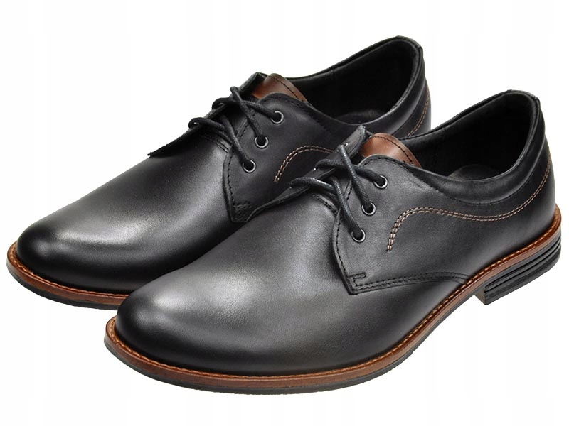 MĘSKIE POLSKIE PÓŁBUTY SKÓRZANE 313 CZARNY 41 Marka bez marki