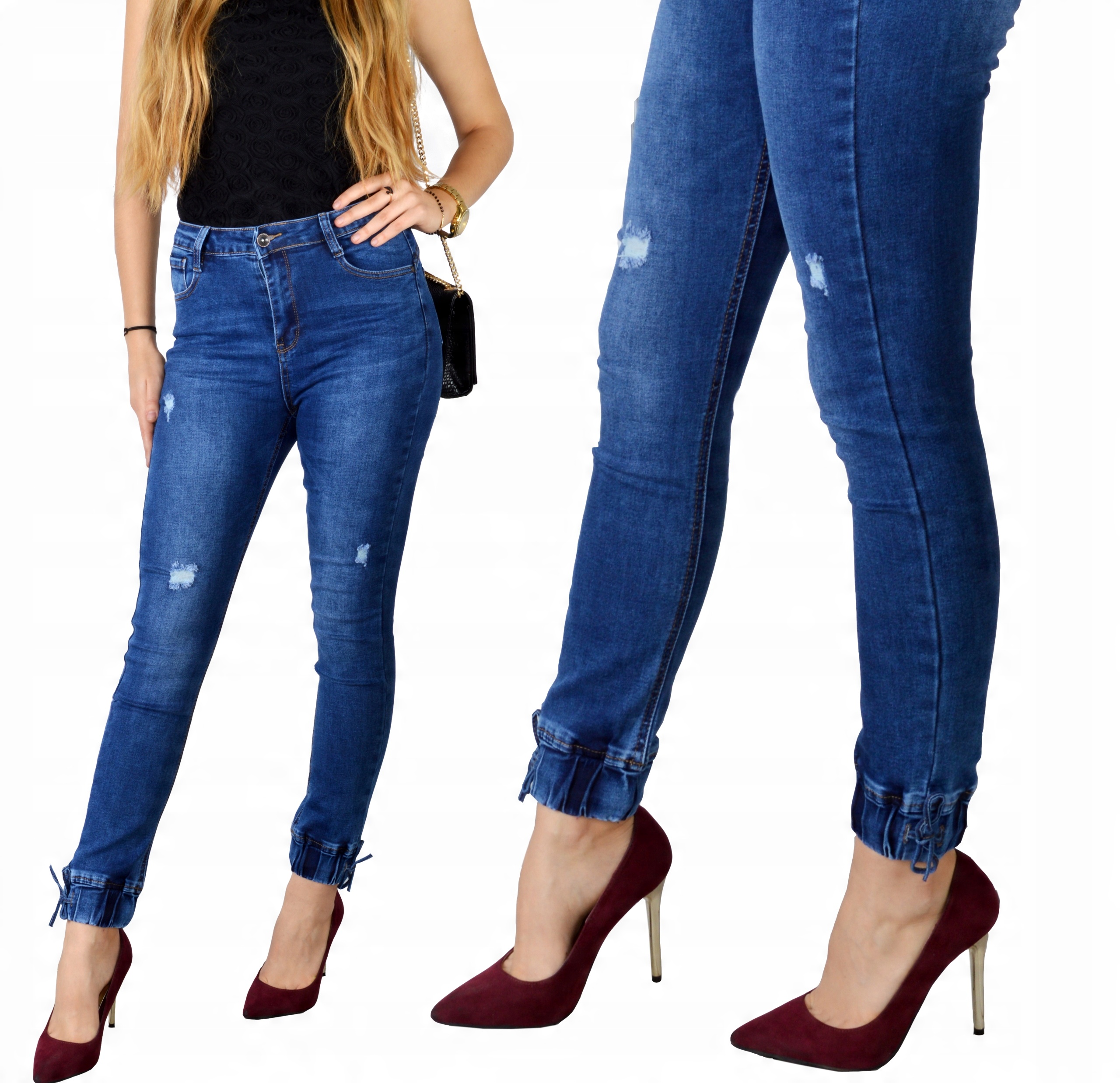 

Jeansy Damskie Spodnie Jeansowe joggery Modelujące