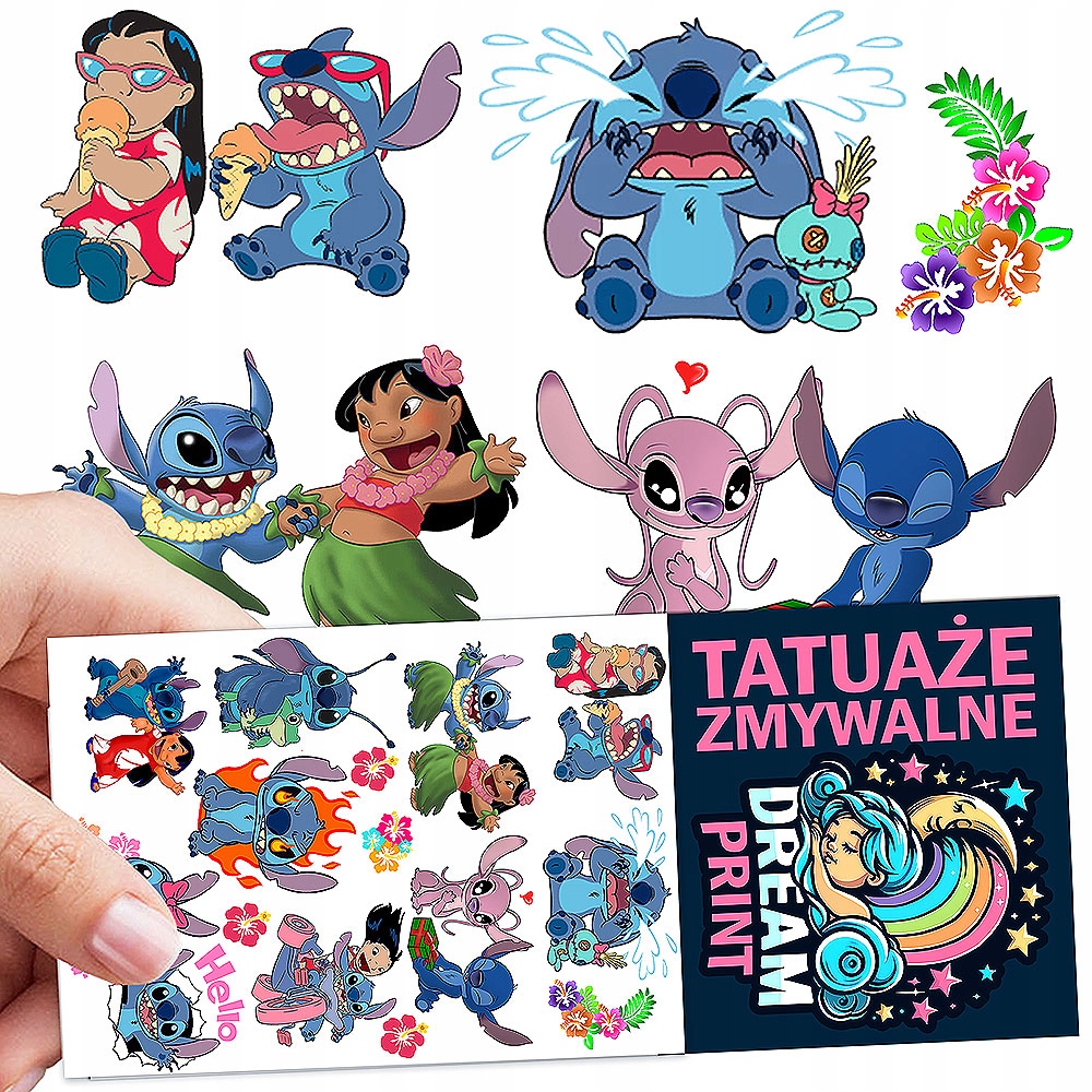 TATUAŻE ZMYWALNE DLA DZIECI DZIECIĘCE STITCH WZORY JAKOŚĆ Rodzaj gadżetu filmowy