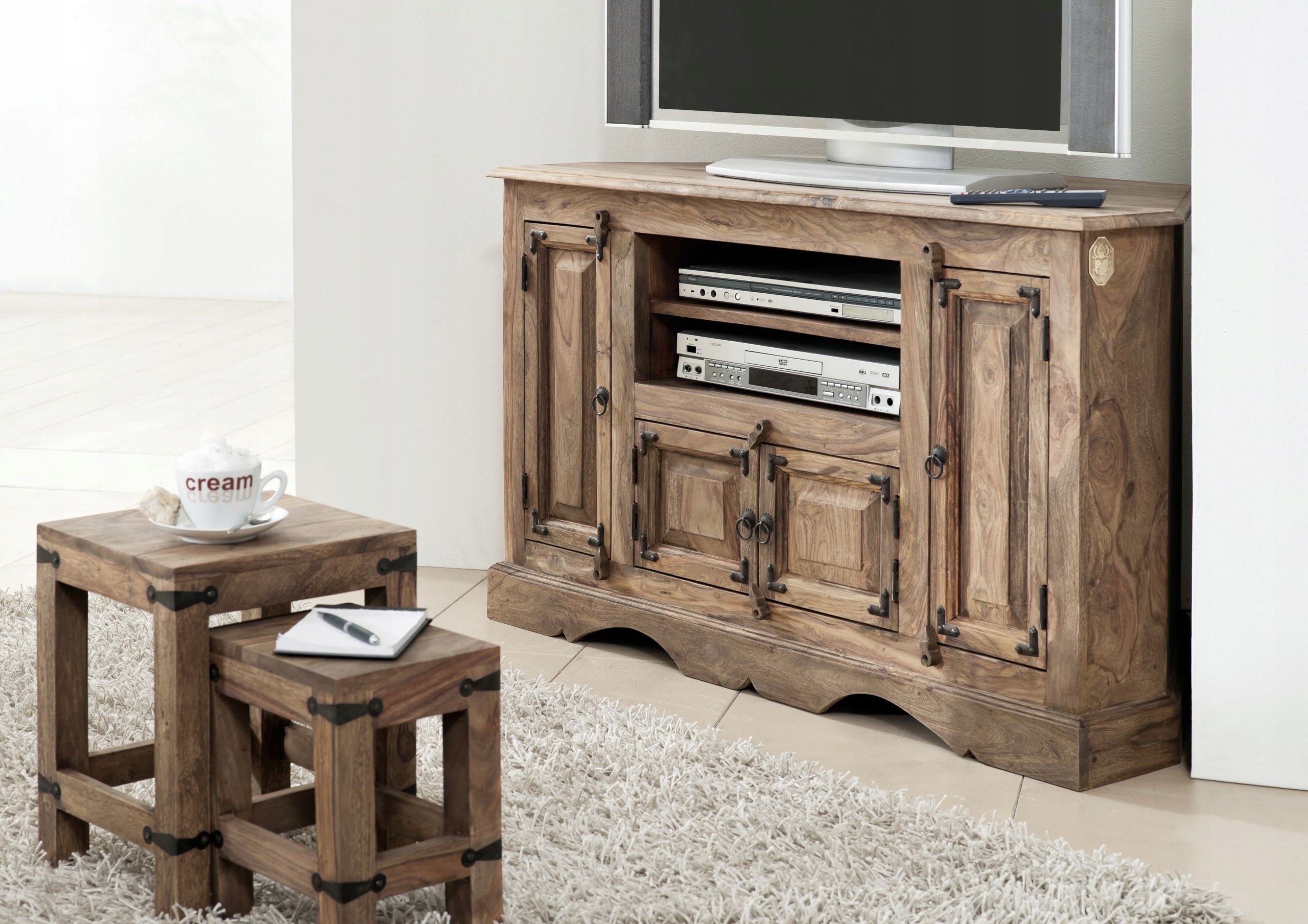 Komoda Drewniana Palisander Stolik Okrągły LEEDS Szerokość szuflady 17 cm