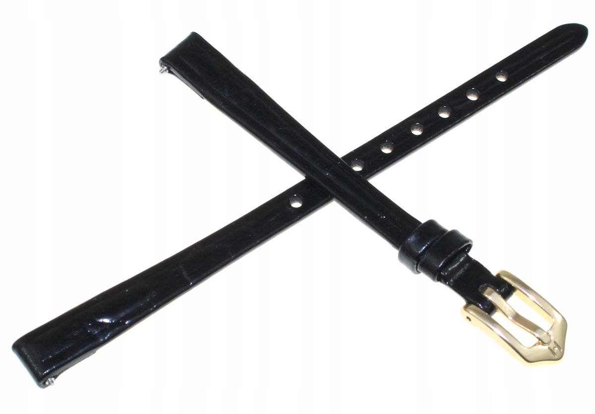 Černý Kožený Řemínek Pro Dámské Hodinky Hirsch Crocograin M 8 mm