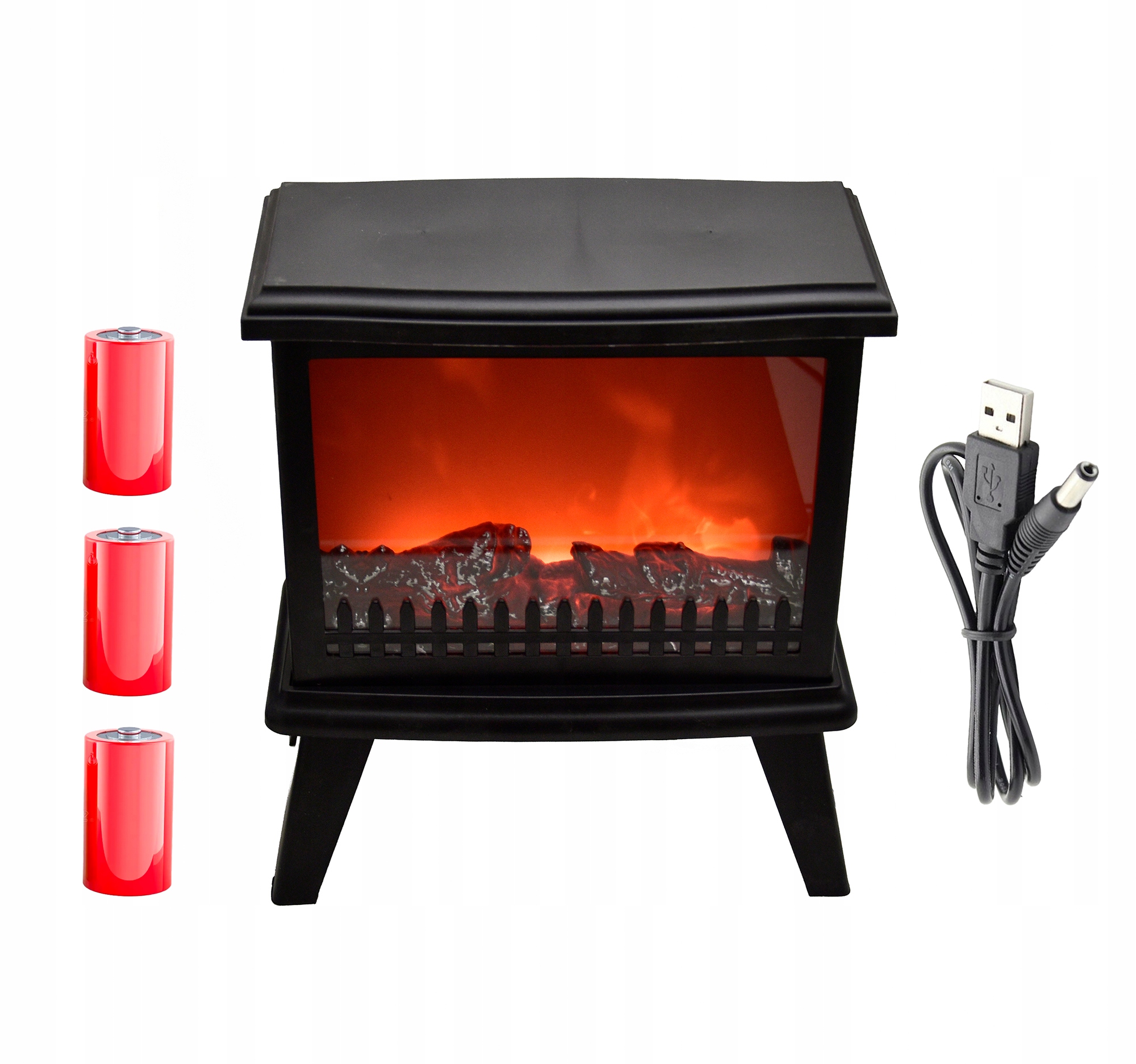 Velký Led Krb Imitace Ohně Vánoční Ozdoba Usb Baterie 3D Efekt