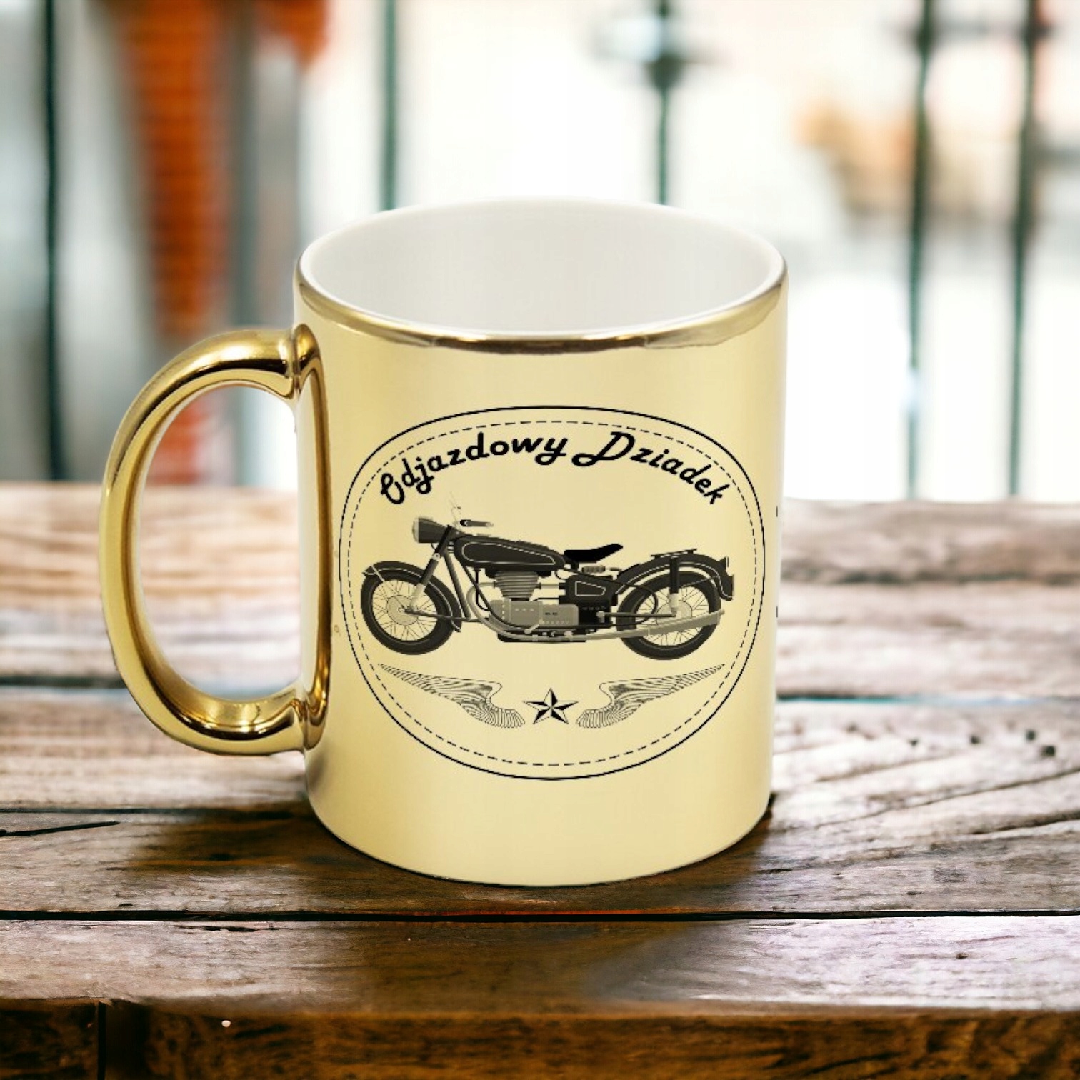 KUBEK ZŁOTY Z TWOIM NADRUKIEM TEKSTEM GRAFIKĄ LOGO GADŻET PREZENT REKLAMA Pojemność 330 ml