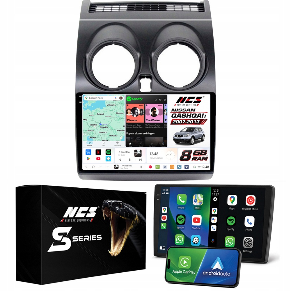 Rádio Navigace Ncs DS9 Nissan Qashqai J10 2007-2013 Android 8GB Lte 9″