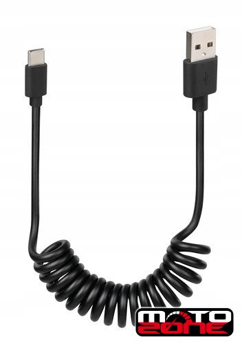 Kabel sprężynowy Lampa Usb->usb typu C 100 cm czarny
