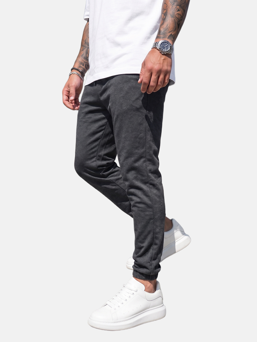 Antracitové pánské látkové jogger kalhoty 0065 Denley_32/M
