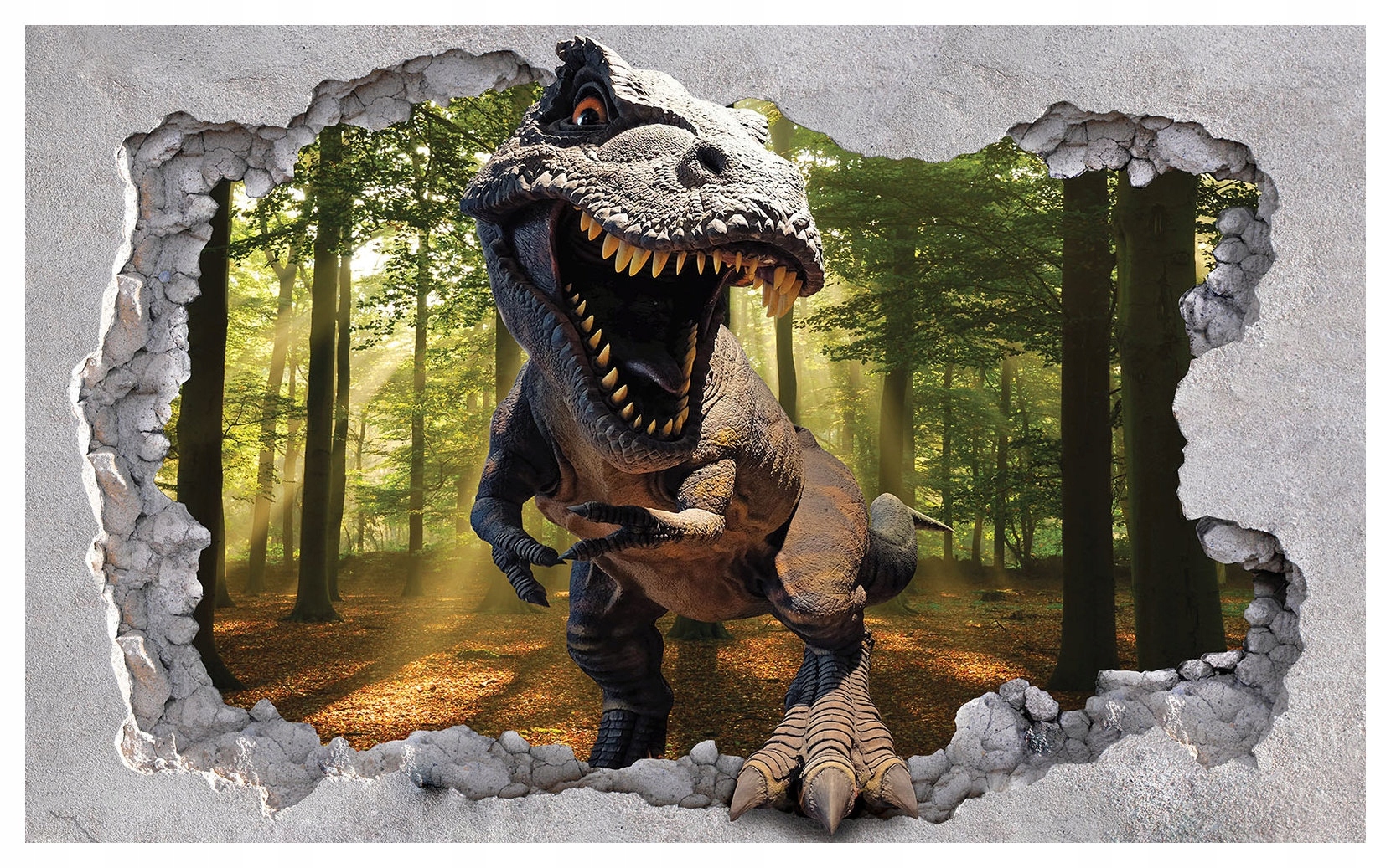 Vliesová fototapeta Tyranosaurus Rex Rozbitá zeď Les 400x280 lepidlo