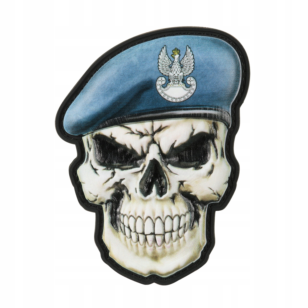 M-Tac Naszywka Na Rzep Pvc Czaszka w Berecie(Obrona Wybrzeża) Blue