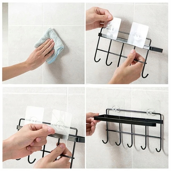 WIESZAK NA RĘCZNIKI SAMOPRZYLEPNY BEZ WIERCENIA Z HACZYKAMI DO ŁAZIENKI Kod producenta 31AB1
